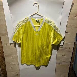 Adidas Trefoil Soccer Football Jersey Yellow White 3 Stripe